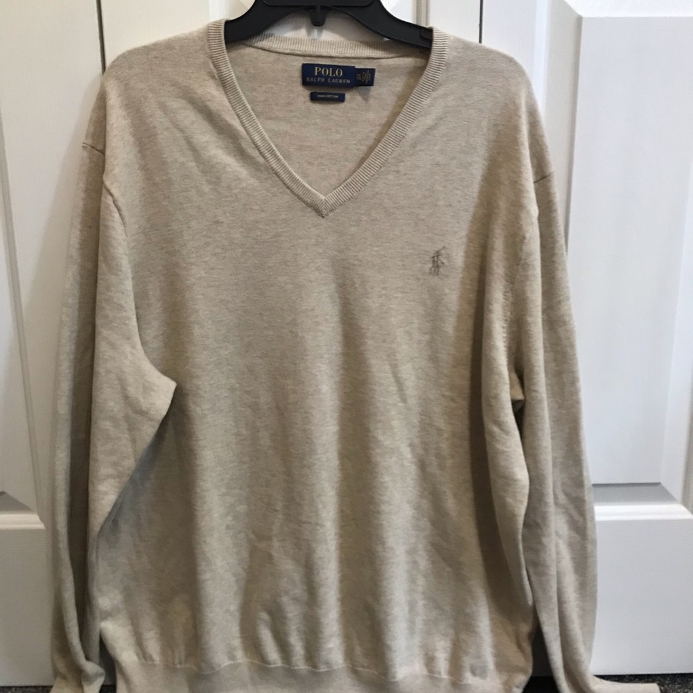 Ralph Lauren Mens Beige V-neck Size 2XL